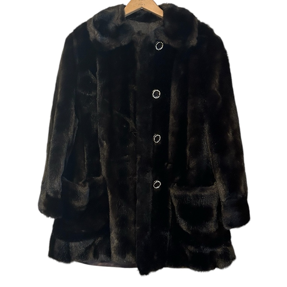 Vintage Mincara By Russel Taylor Faux Mink Fur Coat USA Jacket Women’s